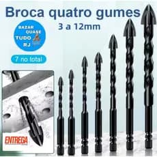 7 Brocas de carboneto Triangular Titânio Profissionais 3,4,5,6,8,10 é12mm