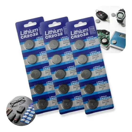 kit Bateria Moeda CR2032 3V Lithium Cartela com 5 unidades para uso Relógio, Controle e Eletrônicos