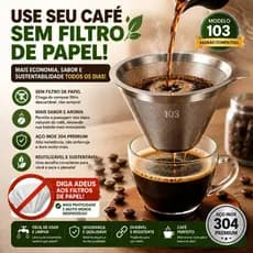 Filtro Coador de Café Inox 103 Reutilizável Sem Filtro de Papel Peneira Aço 101/102/103