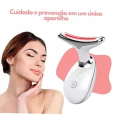 Massageador Facial EMS Rosto e Pescoço LED Vibração Fototerapia Anti-Rugas Firmador Lifting