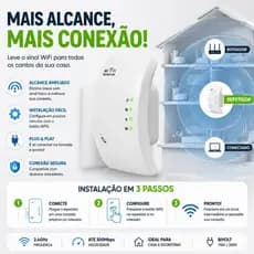 Repetidor Amplificador de Sinal WiFi 300Mbps Ultra Cobertura Extensor WiFi 2.4GHz Bivolt