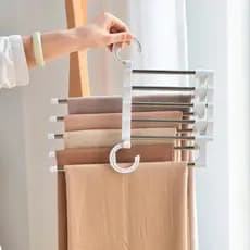 Cabide 5 em 1 Organizador Retrátil Aço Inox Blusas Vestidos Calças e toalhas Leves Multifuncional