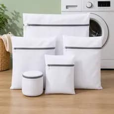 Conjunto de 5 Saco Bolsa Lavar Roupa Reutilizáveis Contra Danos e Desgaste Zíper Reforçado