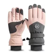 Luvas femininas inverno quente forro de lã engrossado esqui ciclismo tela sensível ao toque motocicleta à prova de frio