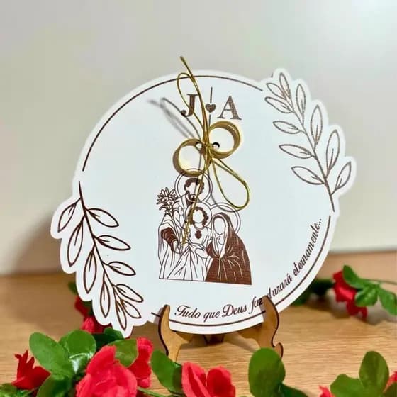 PORTA ALIANÇA PARA CASAMENTO SAGRADA FAMÍLIA  PERSONALIZADO