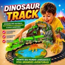 Trem Eletrico Infantil Dinossauro Trilhos Divertido Interativo Educativo Presente Crianca