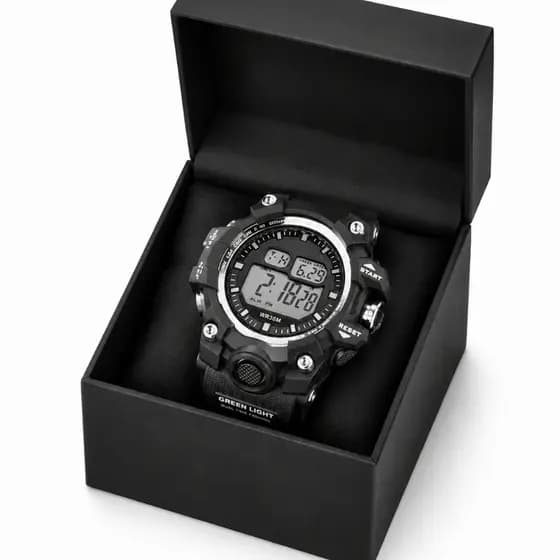 Relógio Masculino Digital Esportivo com LED, Alarme e Cronômetro