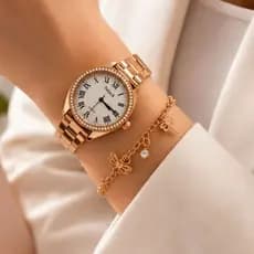 Kit Relógio Feminino Luxo Dourado Prata Rose com Pulseira Delicada | Elegante e Sofisticado