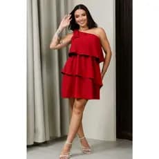 Vestido Feminino Ombro Só Preto | Tecido Duna Premium | Vestido Elegante Babados Moda Verão Chic