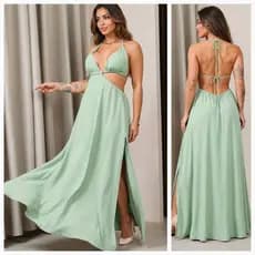 Vestido Longo Feminino Forrado Com Bojo Tendência Verão 2026 Moda Luxuosa Não Amassa Pronta Entrega