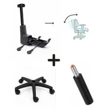 Kit Gamer Completo – Back System + Pistão Reforçado 150kg + Base Estrela com Rodízios de Nylon