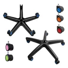 Kit Base Cadeira Gamer Universal Premium 150kg – Base Estrela Reforçada + 5 Rodízios Coloridos + Capa
