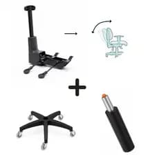 Kit Gamer Completo – Back System + Pistão Reforçado 150kg + Base Estrela com Rodízios em Gel