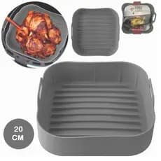 Forma de Silicone Air Fryer Assadeira Fritadeira Quadrada Antiaderente Preto/Rosa/Cinza/Verde/Azul