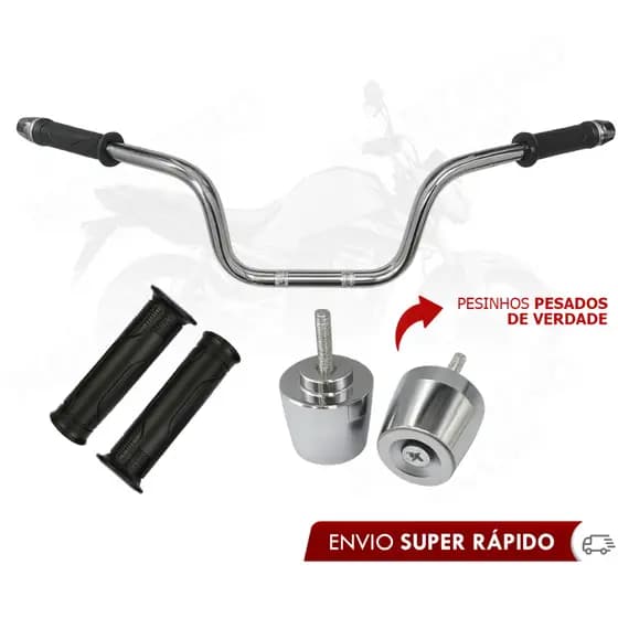 Kit Guidão Cargo Honda CG Fan Titan 160 + Pesinhos PCX 150 Cromado + Manoplas