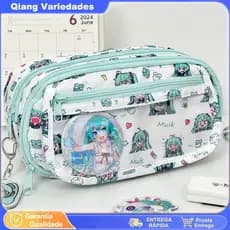 Estojo Escolar Hatsune Miku Saco De Canetas E Lápis