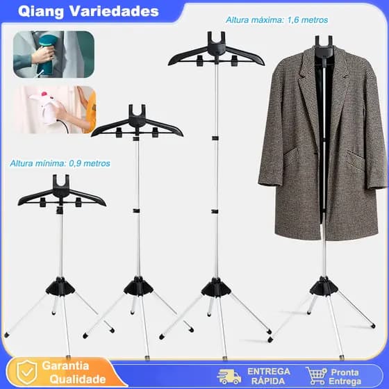 Suporte De Cabide Tábua De Passar P Vaporizador De Roupa Haste Metálica De Elevação Telescópica Até 1,6 Metros