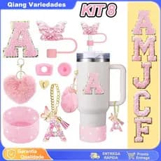 Kit 8Pcs Acessórios Brilhantes 0,9l Letras E Borboletas（ não inclui copo）