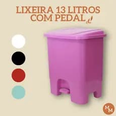 Lixeira 13L com Pedal Plástica Colorida Cozinha Banheiro Escritório Área de Serviço