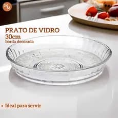 Prato de Vidro Fundo 30cm com Borda – Ideal para Pudim, Bolo e Sobremesas | Design Moon
