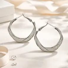 Brinco Feminino Argola Entrelaçada Texturizada Prata 925 ou Folheado a Ouro 18k Anti-alérgico Nexxus