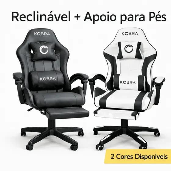 Cadeira Gamer Kobra Reclinável Ergonômica Com Apoio de Pés