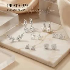 Brincos Prata 925  Feminino Delicado Zircônia Pérola Argolinha Estrela Coração Promoção