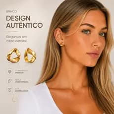 Brinco Feminino Stud Pequeno Design Torcido Elegante Luxuoso Prata 925 Banho Ouro 18k Fosco (Nexxus)