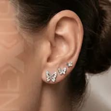 Kit 3 Brincos Femininos Prata 925 e Banhados a Prata 7 Modelos Variados
