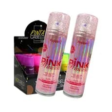 Kit 2 Spray Tinta Cabelo Rosa Glitter Popper Pink Princesa Tintura Temporária Para Festa Bloco Carnaval Ano Novo