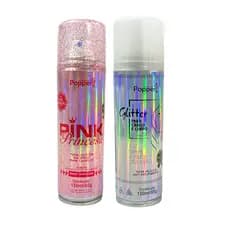 Kit 2 Spray Glitter Popper Rosa Furta-cor Holográfico Cabelo Corpo Roupa Tinta Temporária Para Festa Bloco Carnaval