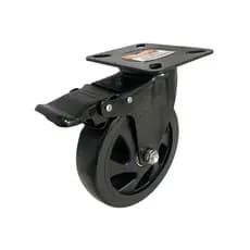 Roda Rodinha Rodízio PVC Preto 5 Pol 125mm Giratório Com Freio Trava 150kg Móveis Carrinho Reposição Reforçado Ajax