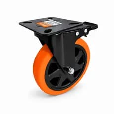 Roda Rodízio Giratório Laranja PVC 6" 150kg Com Freio AJAX