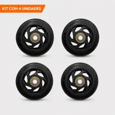 Kit 4 Rodas Rodinhas PVC Preto 4 Polegadas Sem Garfo Ajax Manutenção Reposição Substituição Carrinho Bancada Móveis