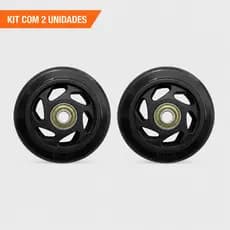 Kit 2 Rodas Rodinhas PVC Preto 4 Polegadas Sem Garfo Ajax Manutenção Reposição Substituição Carrinho Bancada Móveis
