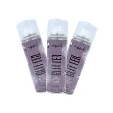 Kit 3 Spray De Glitter Prata 125ml Popper Cabelo Corpo Roupa Maquiagem Brilho Prateado Pequeno Bolsa Festas Carnaval