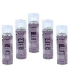 Kit 5 Spray De Glitter Prata 125ml Popper Cabelo Corpo Roupa Maquiagem Brilho Prateado Pequeno Bolsa Festas Carnaval