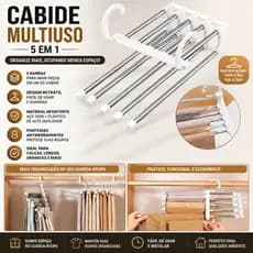 Cabide Mágico Multifuncional 5 em 1 para Calças e Roupas