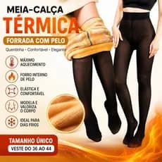 Meia Calça Térmica Peluciada Translúcida 85g Preta