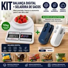 Kit Balança Digital 10kg + Seladora de Sacos Portátil