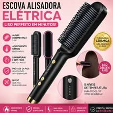 PRETO - Escova Alisadora Elétrica Bivolt