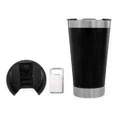 Copo Térmico 473ml Personalizado Inox Tampa Abridor Preto