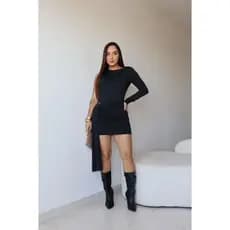 Vestido Curto Feminino Suplex Premium Manga Longa Moda Gringa Elegante Ajustado