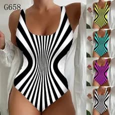 Maiô Feminino / Maiô Listrado de Uma Peça / Biquíni de Secagem Rápida / Biquíni Plus Size Feminino A6339