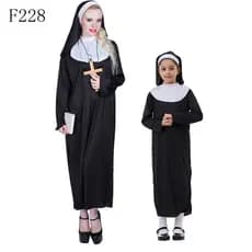Fantasia Adorável de Freira para Meninas, Halloween, Superior Mother, Adulto, Sacerdote Maria Preta, Tradicional, Jogo d
