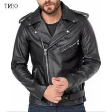 Jaqueta de Couro Legítimo Edição Rock Black Original com Botão Frontal TCUD