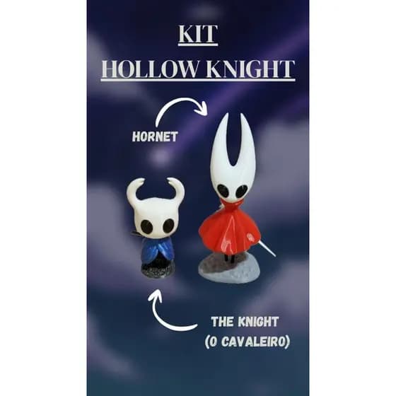 Hollow Knight 3D O Cavaleiro + Hornet (KIT) Hollownest Diorama/ Action Figure Gamer Figura Colecionável