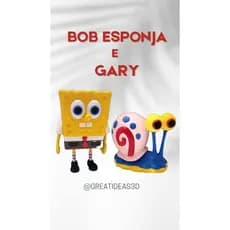 BOB Esponja + Gary Bonecos Colecionáveis 3D/Festa Presente