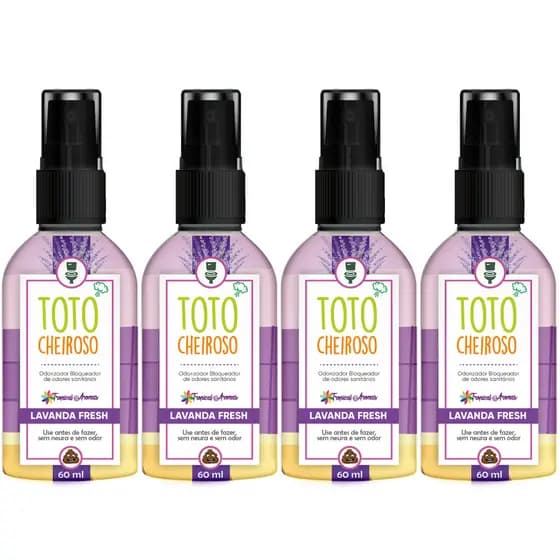 Kit 4 Bloqueadores Odores Totó Cheiroso Lavanda Fresh 60ml Tropical Aromas