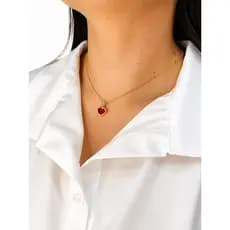 Colar Corrente Pingente Ponto de Luz Coração Pedra de Zircônia 45 cm Folheado a Ouro